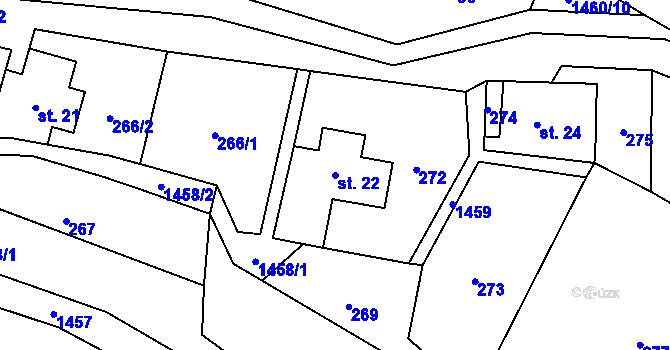 Parcela st. 22 v KÚ Levínská Olešnice, Katastrální mapa