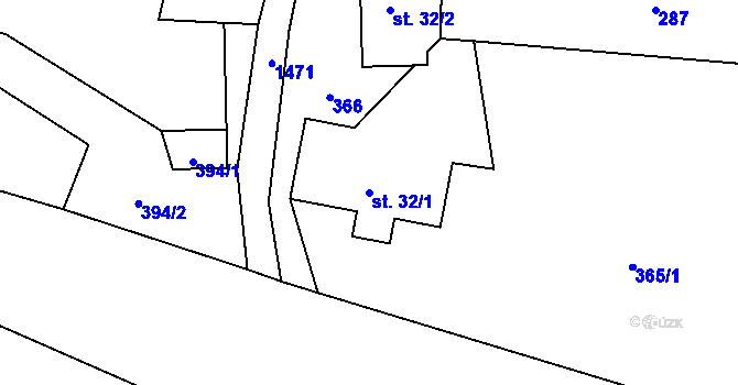 Parcela st. 32/1 v KÚ Levínská Olešnice, Katastrální mapa