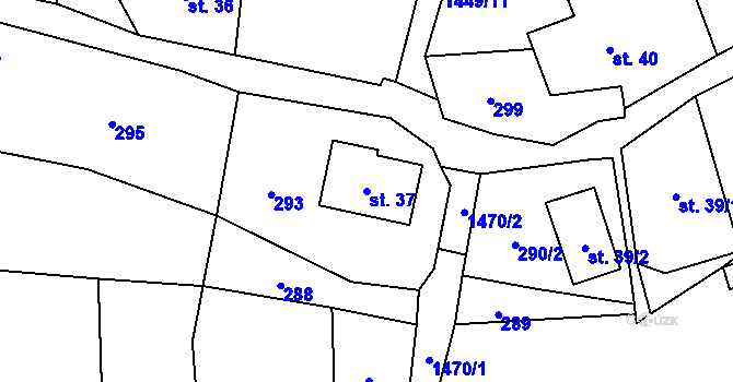 Parcela st. 37 v KÚ Levínská Olešnice, Katastrální mapa