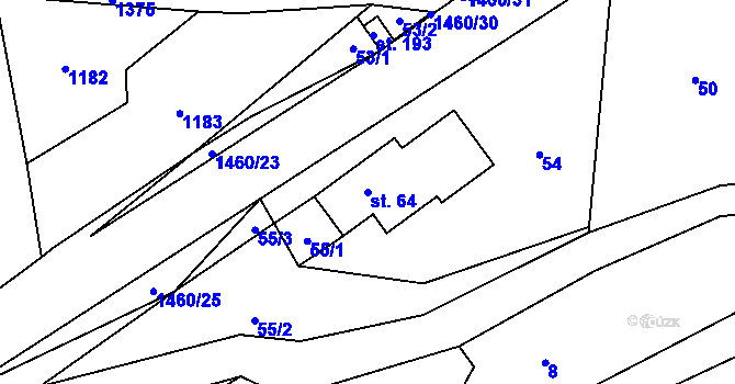 Parcela st. 64 v KÚ Levínská Olešnice, Katastrální mapa