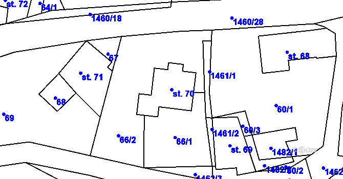 Parcela st. 70 v KÚ Levínská Olešnice, Katastrální mapa