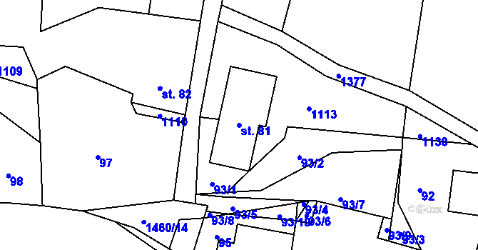 Parcela st. 81 v KÚ Levínská Olešnice, Katastrální mapa
