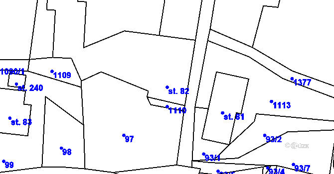 Parcela st. 82 v KÚ Levínská Olešnice, Katastrální mapa