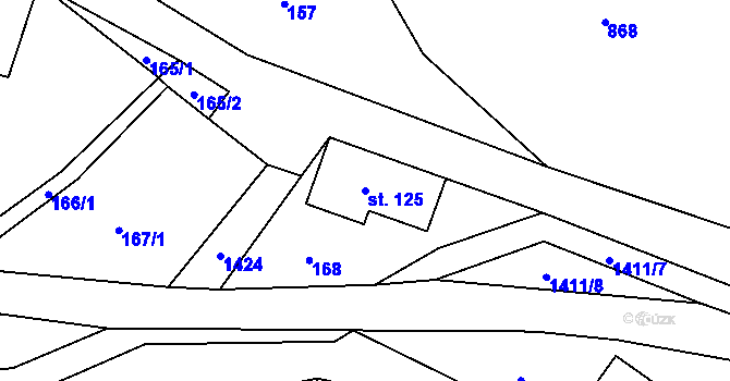 Parcela st. 125 v KÚ Levínská Olešnice, Katastrální mapa
