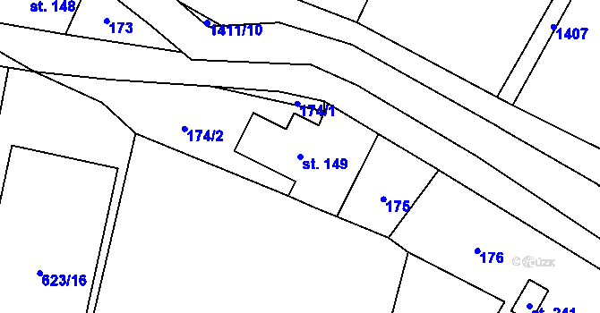 Parcela st. 149 v KÚ Levínská Olešnice, Katastrální mapa