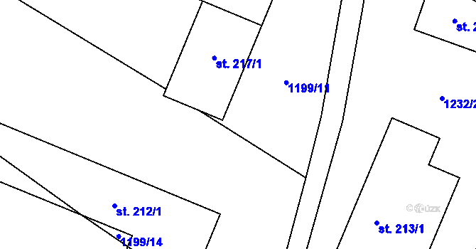 Parcela st. 217/2 v KÚ Levínská Olešnice, Katastrální mapa