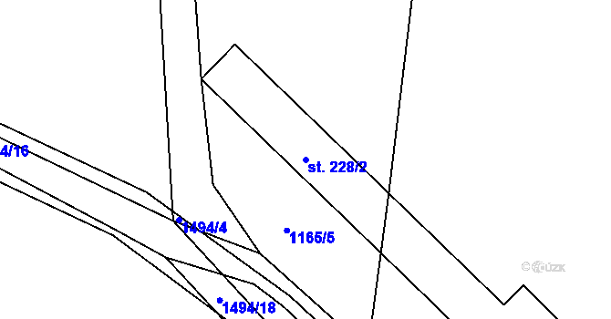 Parcela st. 228/2 v KÚ Levínská Olešnice, Katastrální mapa
