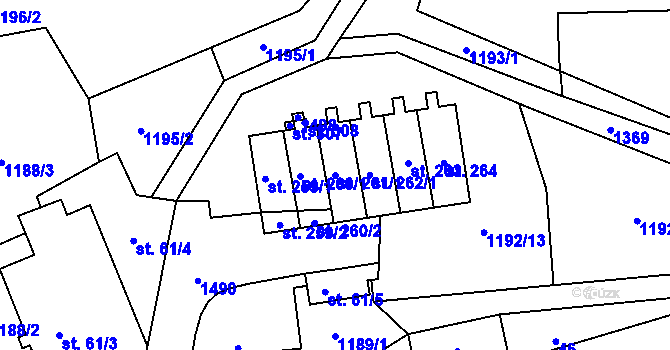 Parcela st. 261/1 v KÚ Levínská Olešnice, Katastrální mapa