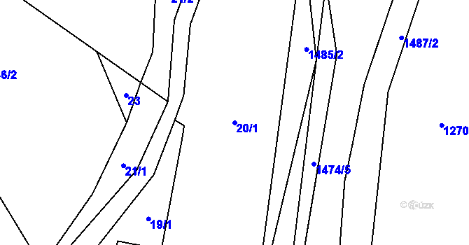 Parcela st. 20/1 v KÚ Levínská Olešnice, Katastrální mapa