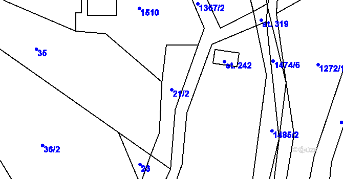 Parcela st. 21/2 v KÚ Levínská Olešnice, Katastrální mapa