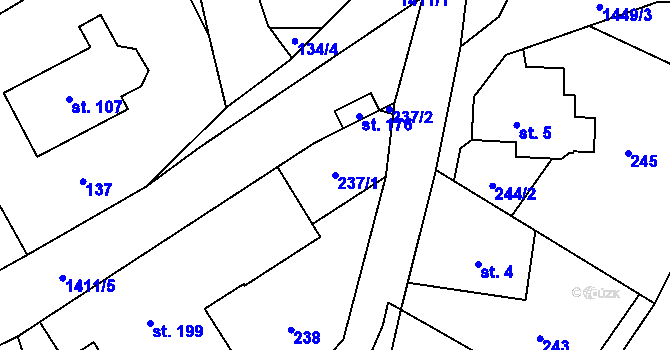 Parcela st. 237/1 v KÚ Levínská Olešnice, Katastrální mapa