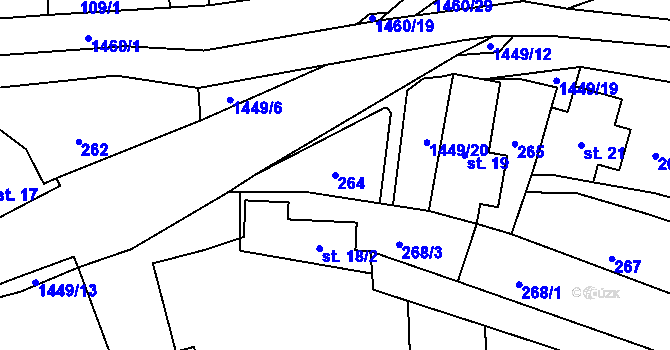Parcela st. 264 v KÚ Levínská Olešnice, Katastrální mapa