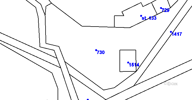 Parcela st. 730 v KÚ Levínská Olešnice, Katastrální mapa