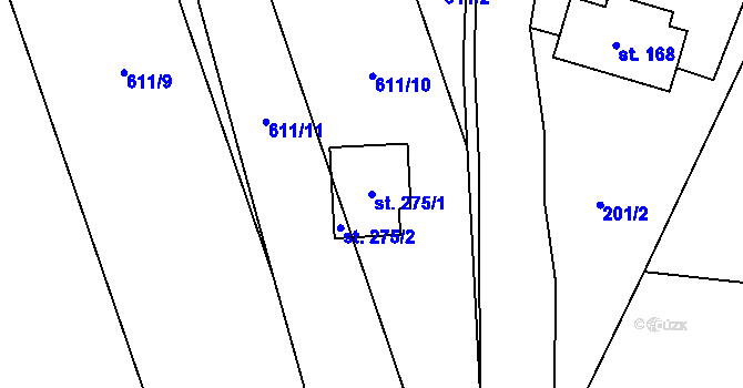 Parcela st. 275/1 v KÚ Levínská Olešnice, Katastrální mapa