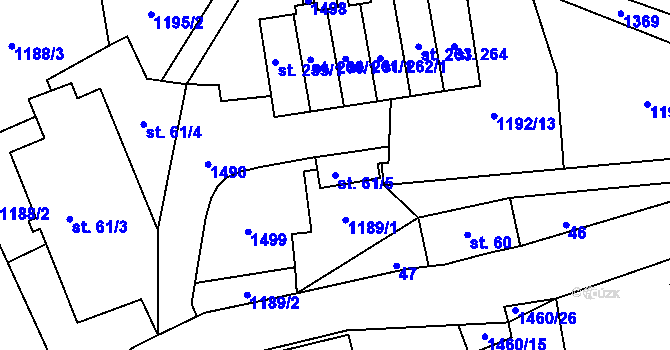 Parcela st. 61/5 v KÚ Levínská Olešnice, Katastrální mapa