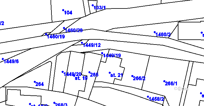 Parcela st. 1449/19 v KÚ Levínská Olešnice, Katastrální mapa