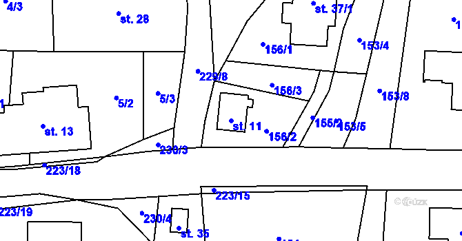 Parcela st. 11 v KÚ Nedaříž, Katastrální mapa