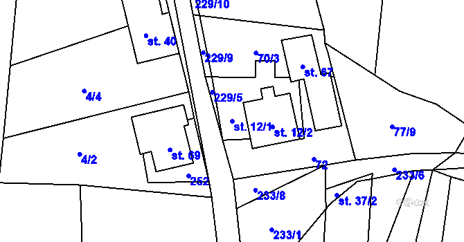 Parcela st. 12/1 v KÚ Nedaříž, Katastrální mapa