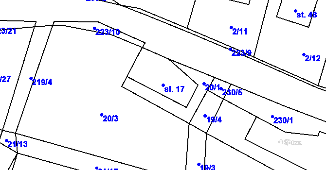 Parcela st. 17 v KÚ Nedaříž, Katastrální mapa