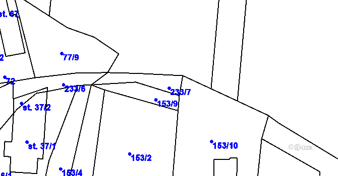 Parcela st. 233/7 v KÚ Nedaříž, Katastrální mapa