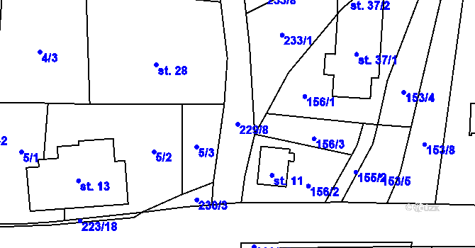 Parcela st. 229/8 v KÚ Nedaříž, Katastrální mapa
