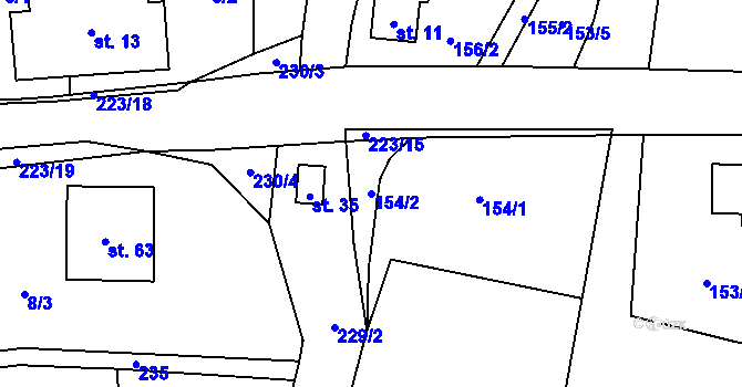 Parcela st. 154/2 v KÚ Nedaříž, Katastrální mapa
