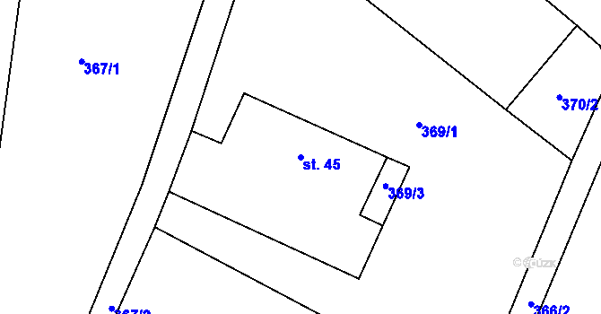 Parcela st. 45 v KÚ Žďár u Staré Paky, Katastrální mapa