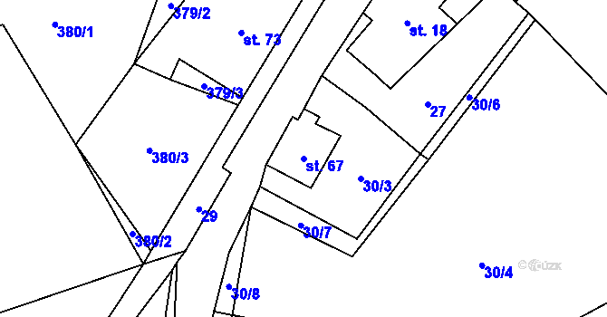Parcela st. 67 v KÚ Žďár u Staré Paky, Katastrální mapa