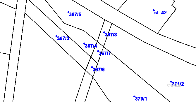 Parcela st. 367/7 v KÚ Žďár u Staré Paky, Katastrální mapa