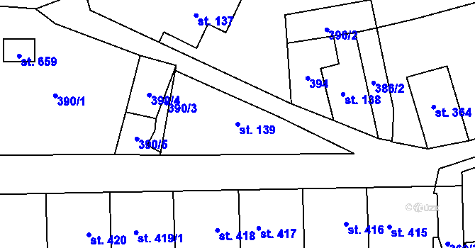 Parcela st. 139 v KÚ Olešnice v Orlických horách, Katastrální mapa