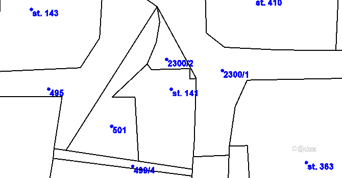 Parcela st. 141 v KÚ Olešnice v Orlických horách, Katastrální mapa