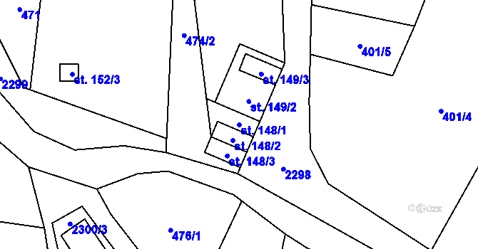 Parcela st. 148/1 v KÚ Olešnice v Orlických horách, Katastrální mapa