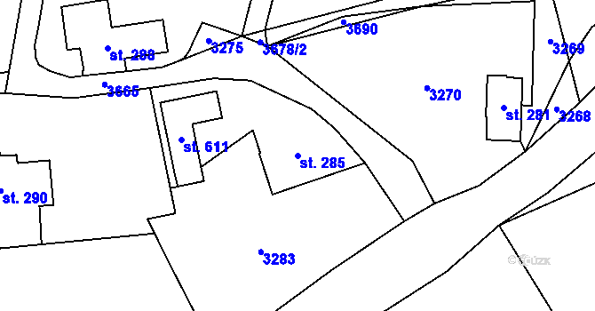 Parcela st. 285 v KÚ Olešnice v Orlických horách, Katastrální mapa