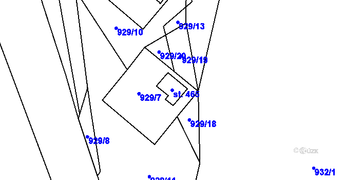 Parcela st. 465 v KÚ Olešnice v Orlických horách, Katastrální mapa