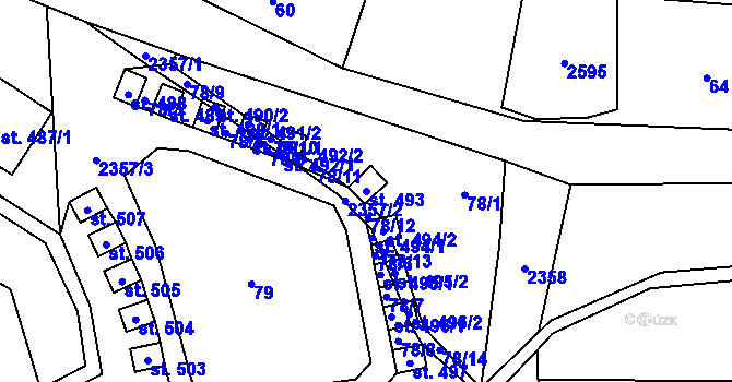 Parcela st. 493 v KÚ Olešnice v Orlických horách, Katastrální mapa