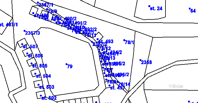 Parcela st. 494/1 v KÚ Olešnice v Orlických horách, Katastrální mapa