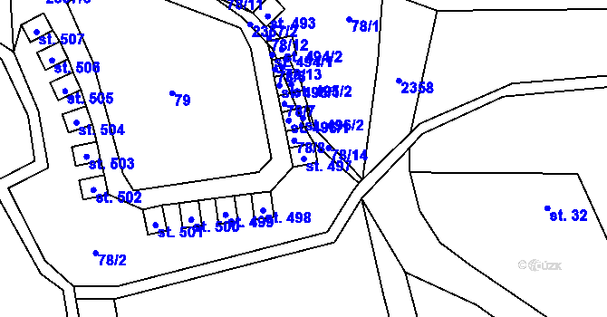 Parcela st. 497 v KÚ Olešnice v Orlických horách, Katastrální mapa