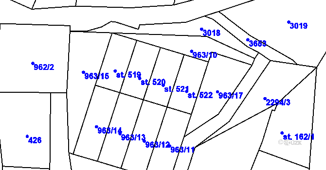 Parcela st. 521 v KÚ Olešnice v Orlických horách, Katastrální mapa