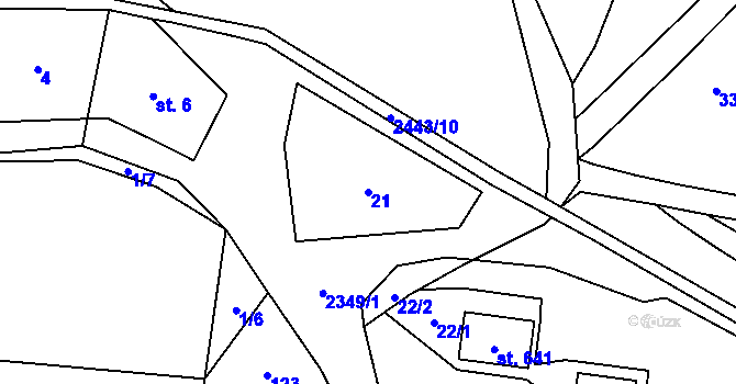 Parcela st. 21 v KÚ Olešnice v Orlických horách, Katastrální mapa