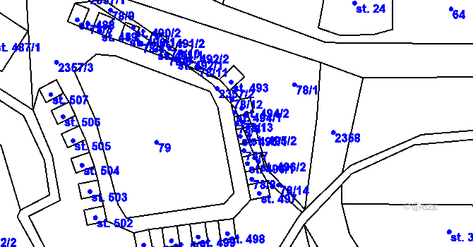 Parcela st. 78/6 v KÚ Olešnice v Orlických horách, Katastrální mapa