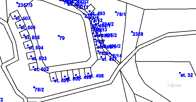 Parcela st. 78/8 v KÚ Olešnice v Orlických horách, Katastrální mapa