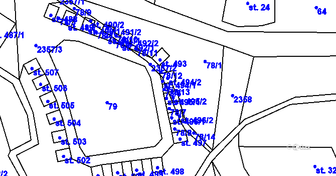 Parcela st. 78/13 v KÚ Olešnice v Orlických horách, Katastrální mapa