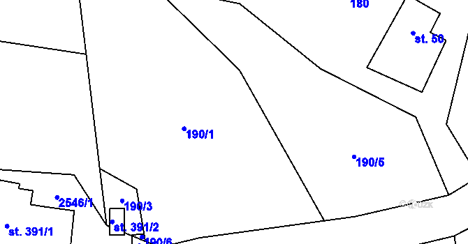 Parcela st. 190/1 v KÚ Olešnice v Orlických horách, Katastrální mapa
