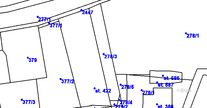Parcela st. 278/3 v KÚ Olešnice v Orlických horách, Katastrální mapa