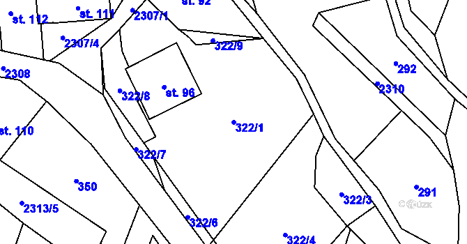 Parcela st. 322/1 v KÚ Olešnice v Orlických horách, Katastrální mapa