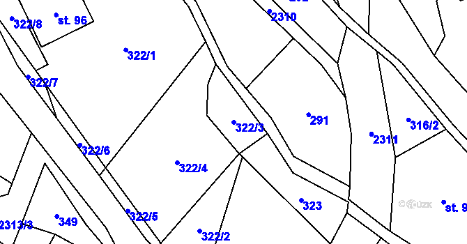Parcela st. 322/3 v KÚ Olešnice v Orlických horách, Katastrální mapa