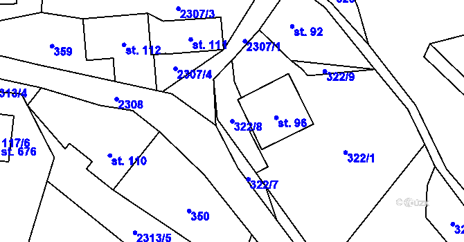 Parcela st. 322/8 v KÚ Olešnice v Orlických horách, Katastrální mapa