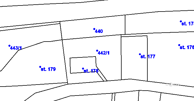 Parcela st. 442/1 v KÚ Olešnice v Orlických horách, Katastrální mapa