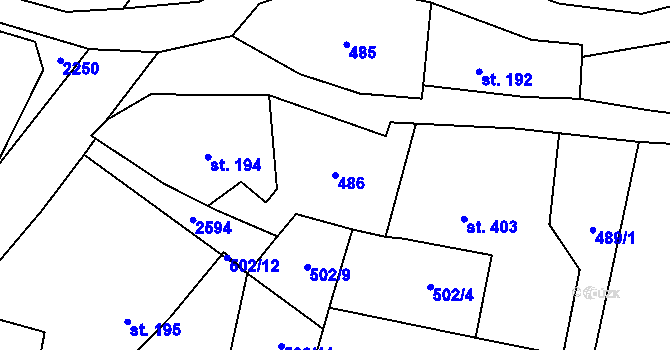 Parcela st. 486 v KÚ Olešnice v Orlických horách, Katastrální mapa