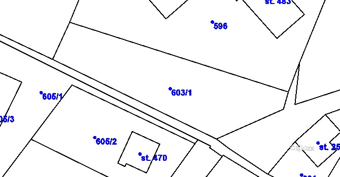 Parcela st. 603/1 v KÚ Olešnice v Orlických horách, Katastrální mapa